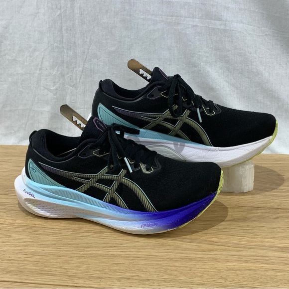 ASICS Gel-Kayano 30 Black Blue Running Shoes Women’s Size 8 - Picture 2 of 9